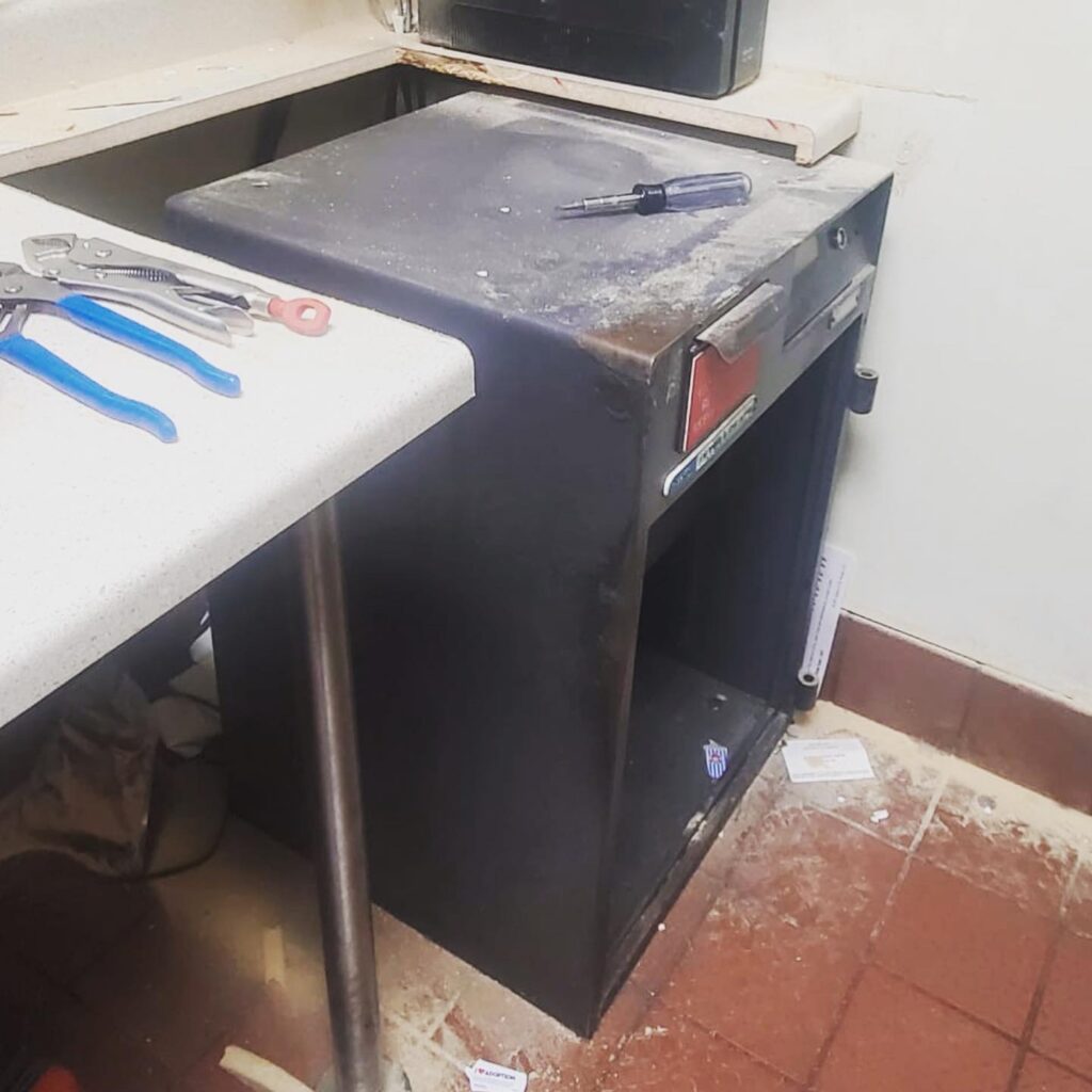 Safe Installation, Wendy's, Orange County Locksmith, Coastal Locksmith Inc, local locksmith, safe locksmith, commercial locksmith, floor safe, AMSEC Depository Safe