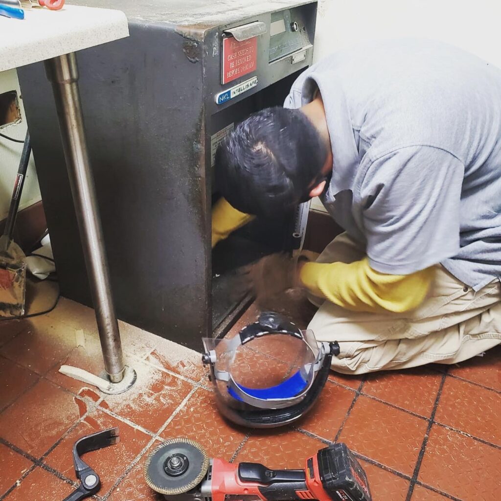 Safe Installation, Wendy's, Orange County Locksmith, Coastal Locksmith Inc, local locksmith, safe locksmith, commercial locksmith, floor safe, AMSEC Depository Safe